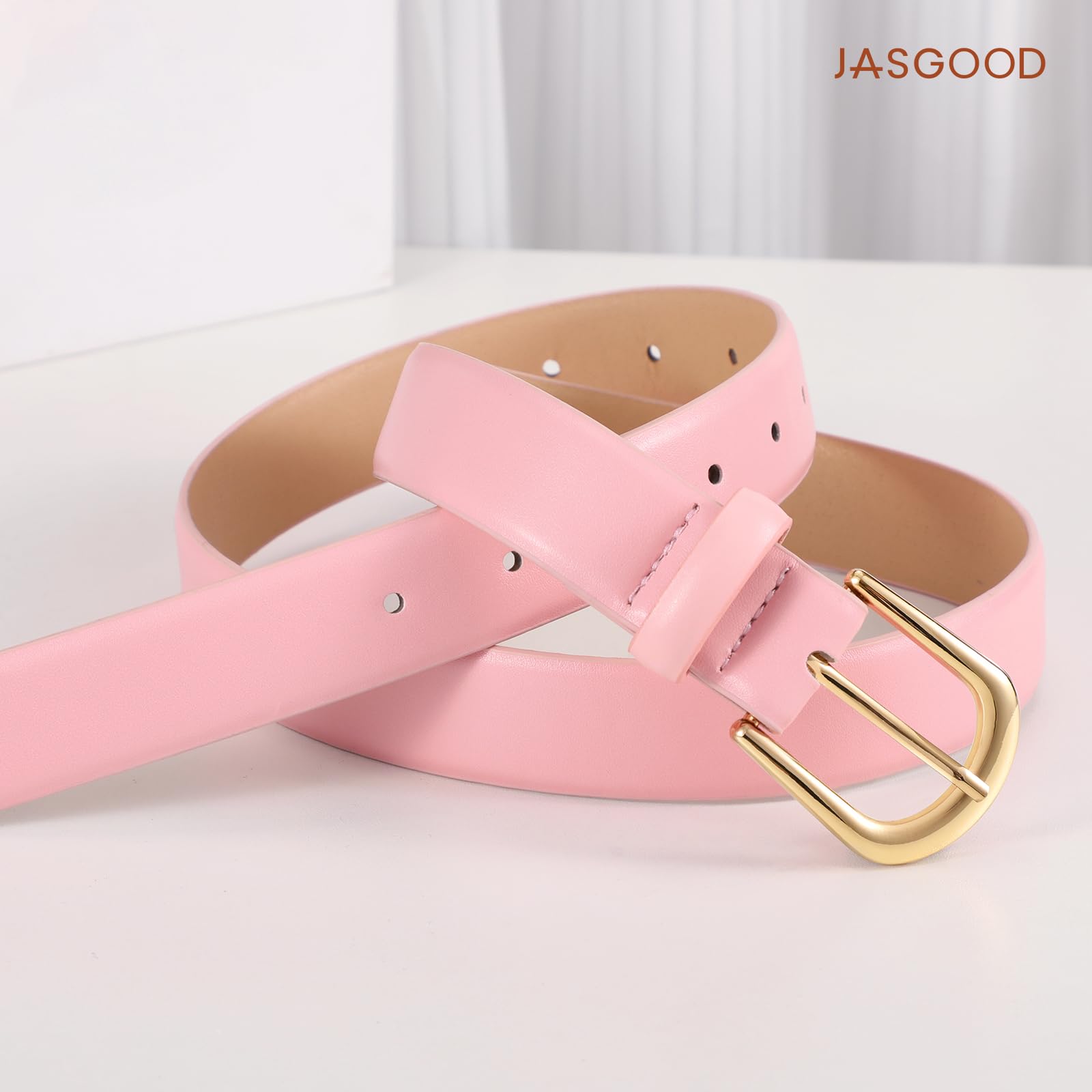 JASGOOD Leather Belt Women Belts for Jean Pants with Gold Buckle Fashion Ladies Waist Belt - JASGOOD OFFICIAL