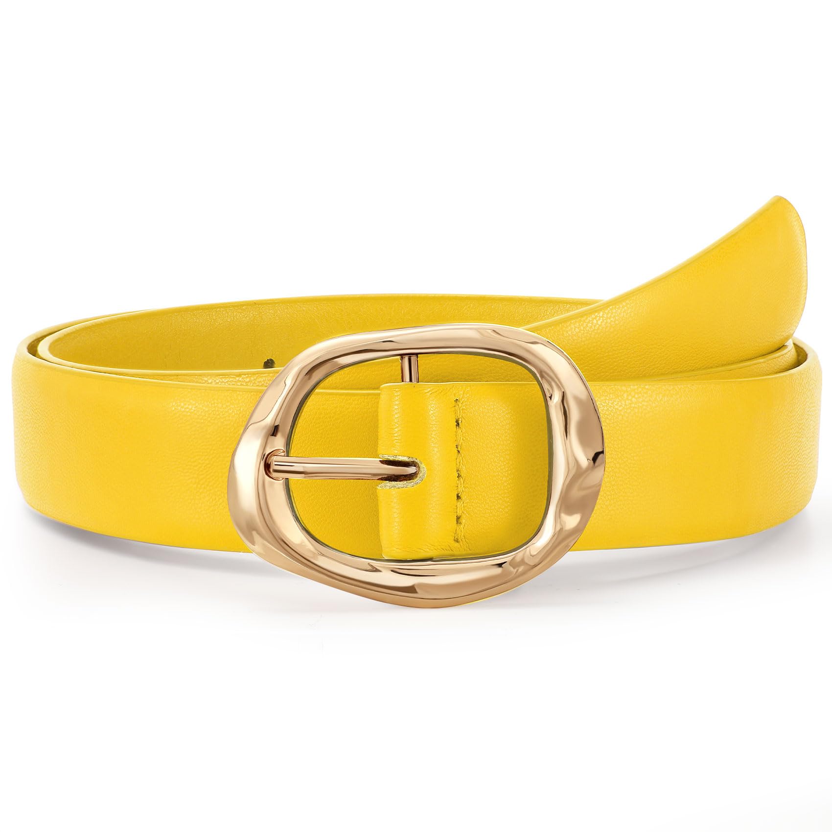 Women Leather Belt for Jeans Pants Ladies Casual Waist Belt Fashion Women Belt with Gold Buckle - JASGOOD OFFICIAL