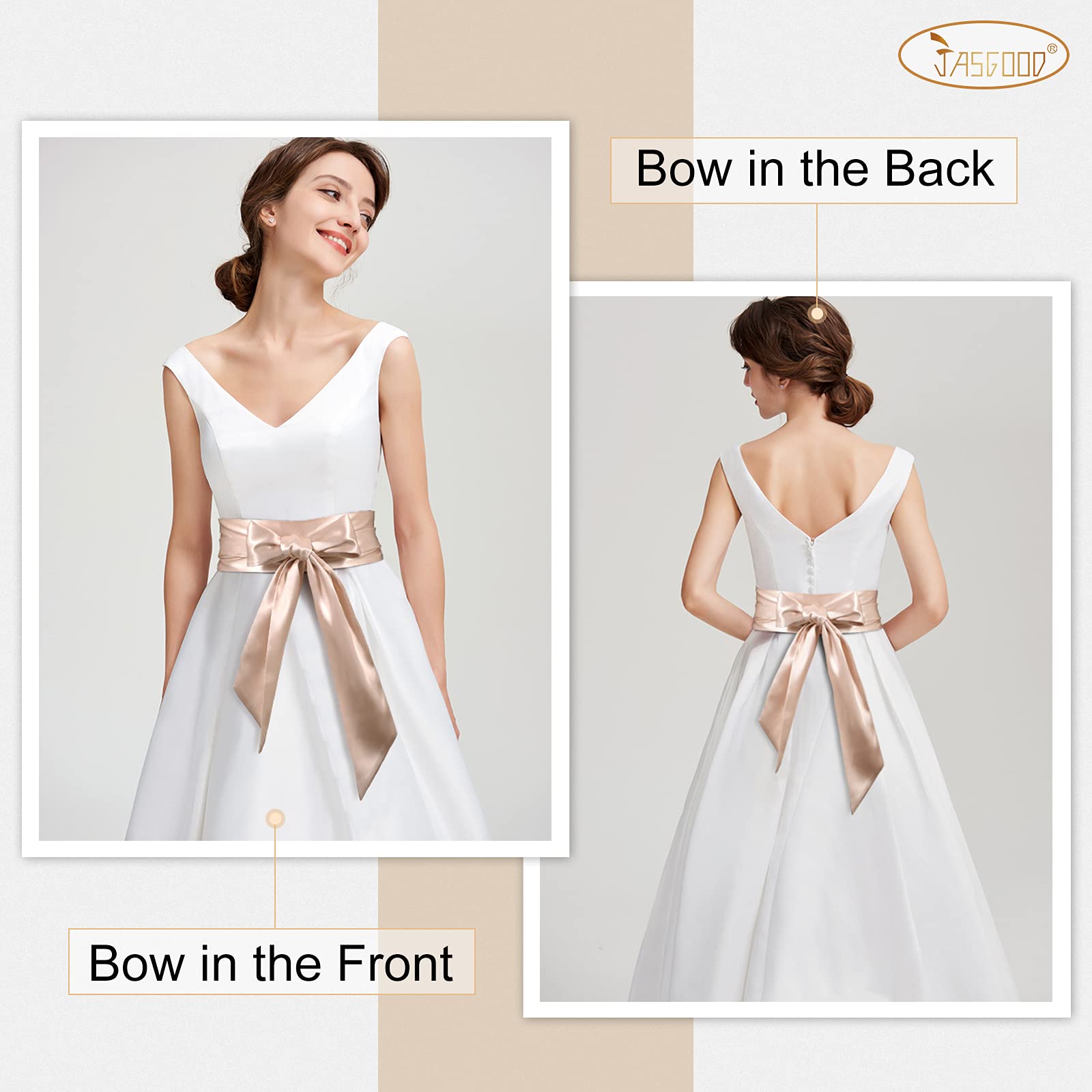 JASGOOD Women Sash Belt for Dress Long Satin Waist Belt for Wedding Party Special Occasion 3.7" Width