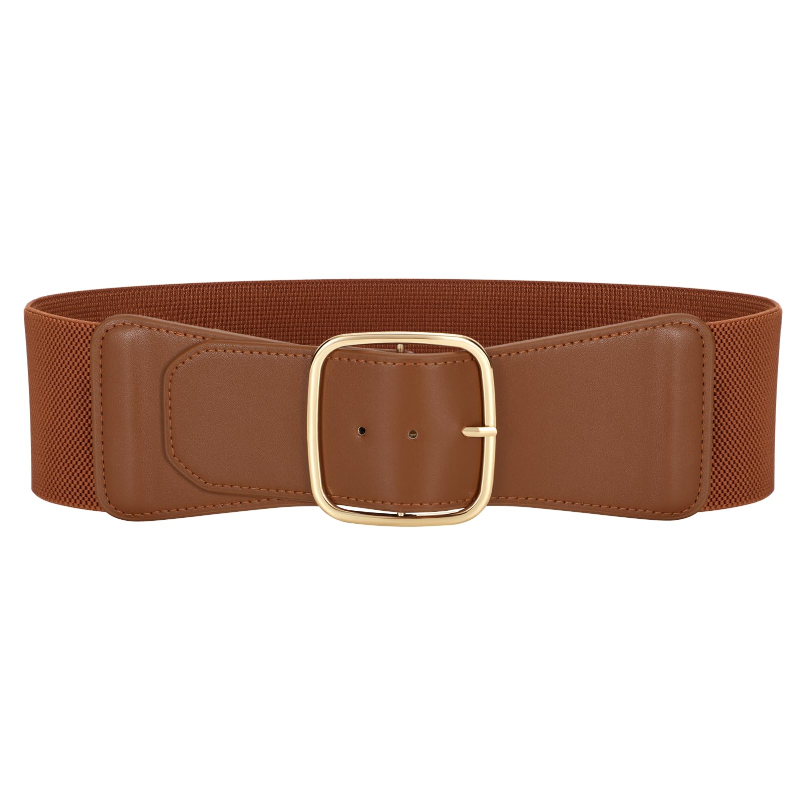 JASGOOD Women Elastic Wide Belt Ladies Stretchy Waist Belt with Square Buckle for Dress