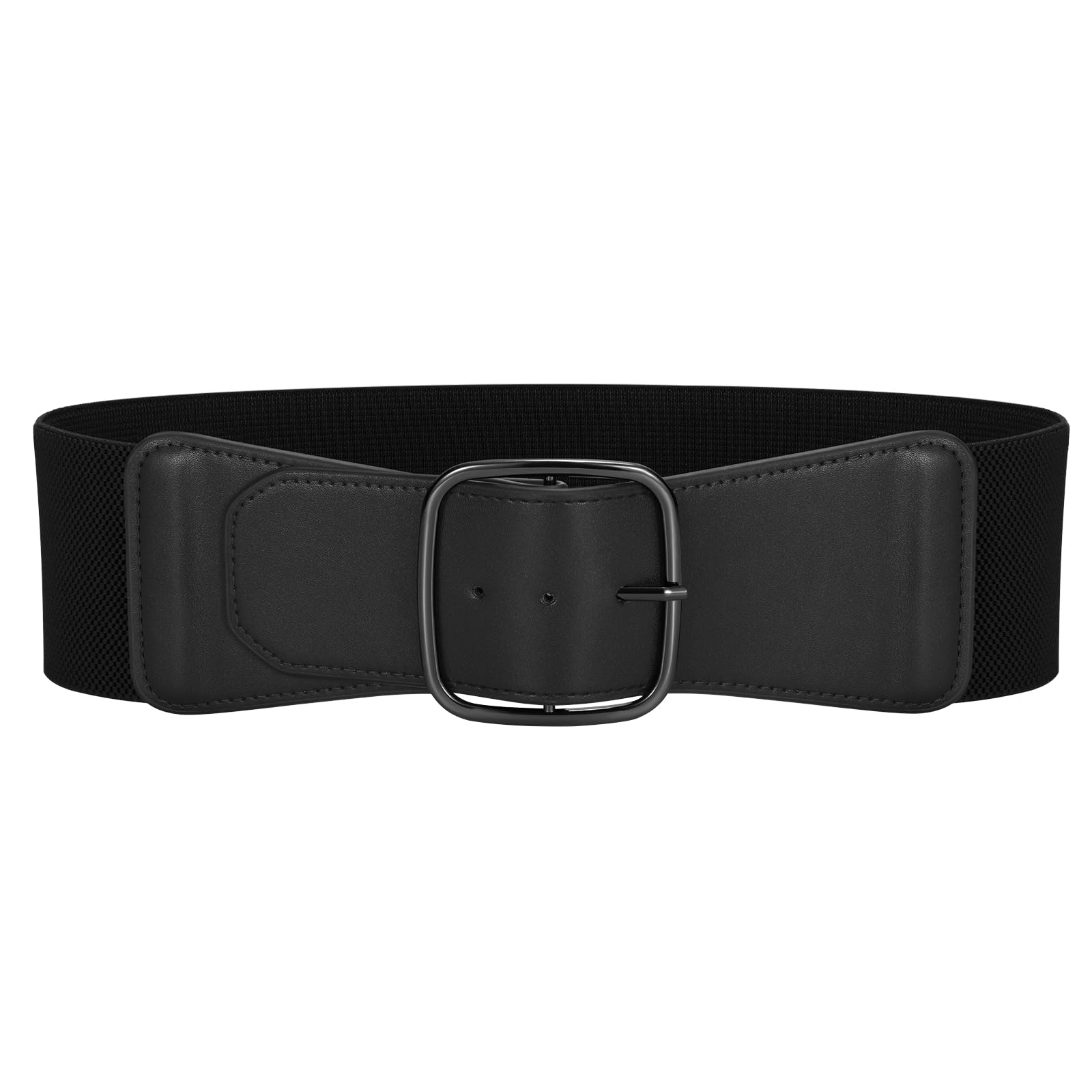 JASGOOD Women Elastic Wide Belt Ladies Stretchy Waist Belt with Square Buckle for Dress