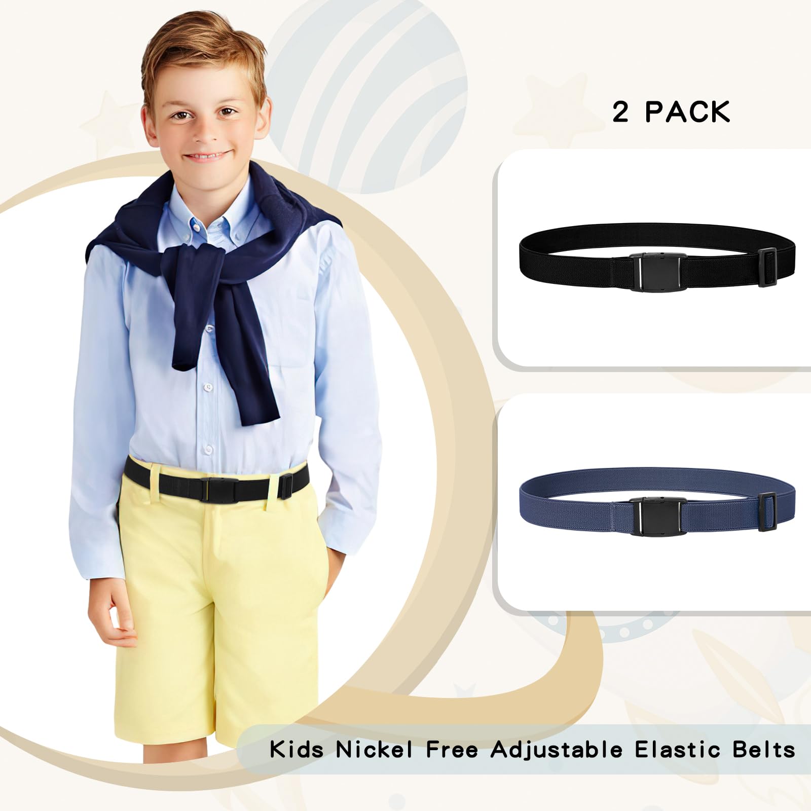 JASGOOD Kids Adjustable Elastic Belt for Boys Girls and Toddlers Nickel Free Stretch Belts for Pants Jeans
