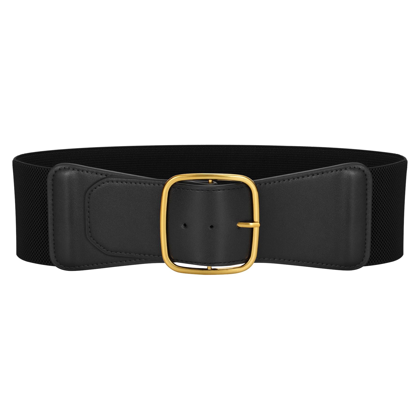 JASGOOD Women Elastic Wide Belt Ladies Stretchy Waist Belt with Square Buckle for Dress