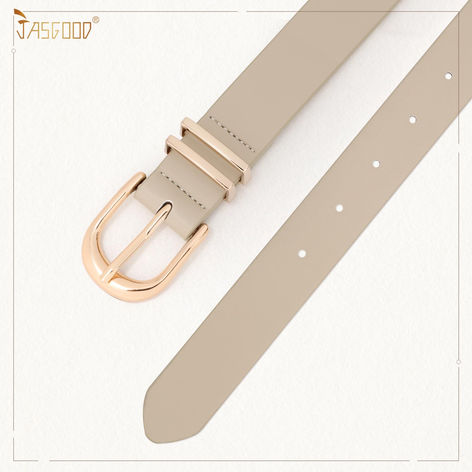 JASGOOD 3 Pack Women Leather Belts For Jeans Dresses Pants Ladies Faux Leather Waist Belt with Gold Buckle - JASGOOD OFFICIAL