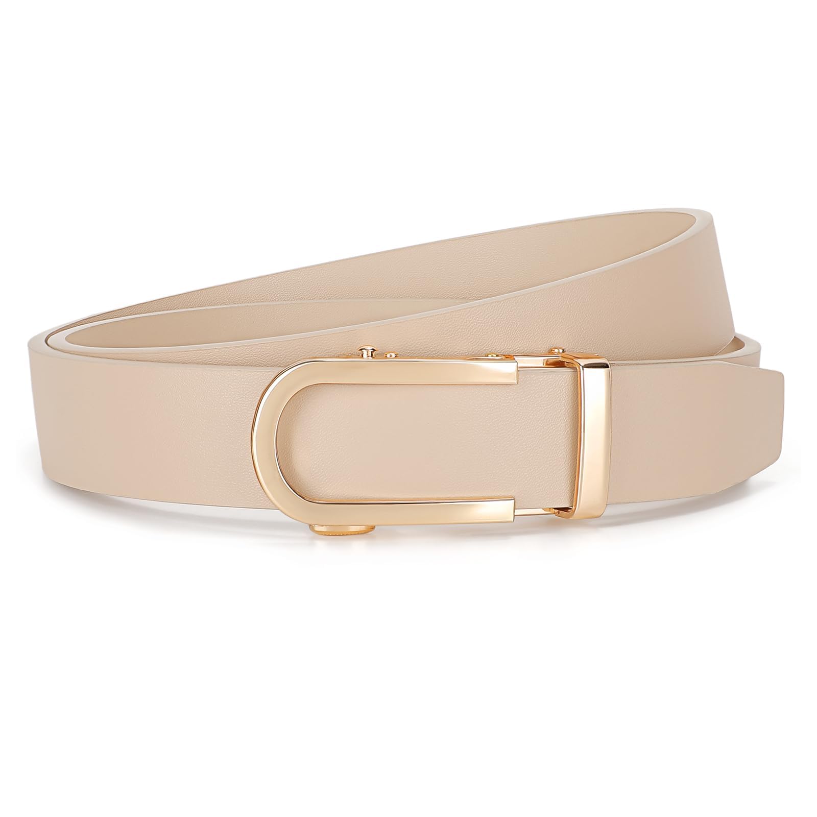 JASGOOD Women Leather Ratchet Belt for Jeans Pants Dresses Adjustable Belt with Automatic Sliding Buckle, Width 1.2" - JASGOOD OFFICIAL
