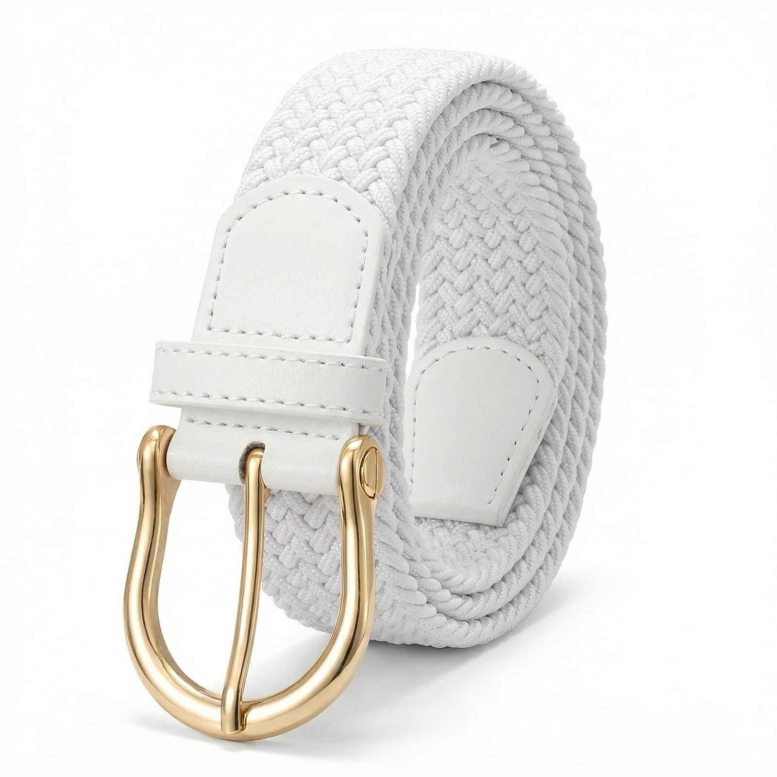 JASGOOD Women Elastic Braided Woven Belt Stretch Canvas Casual Belt 1.4'' for Golf Jeans Pants