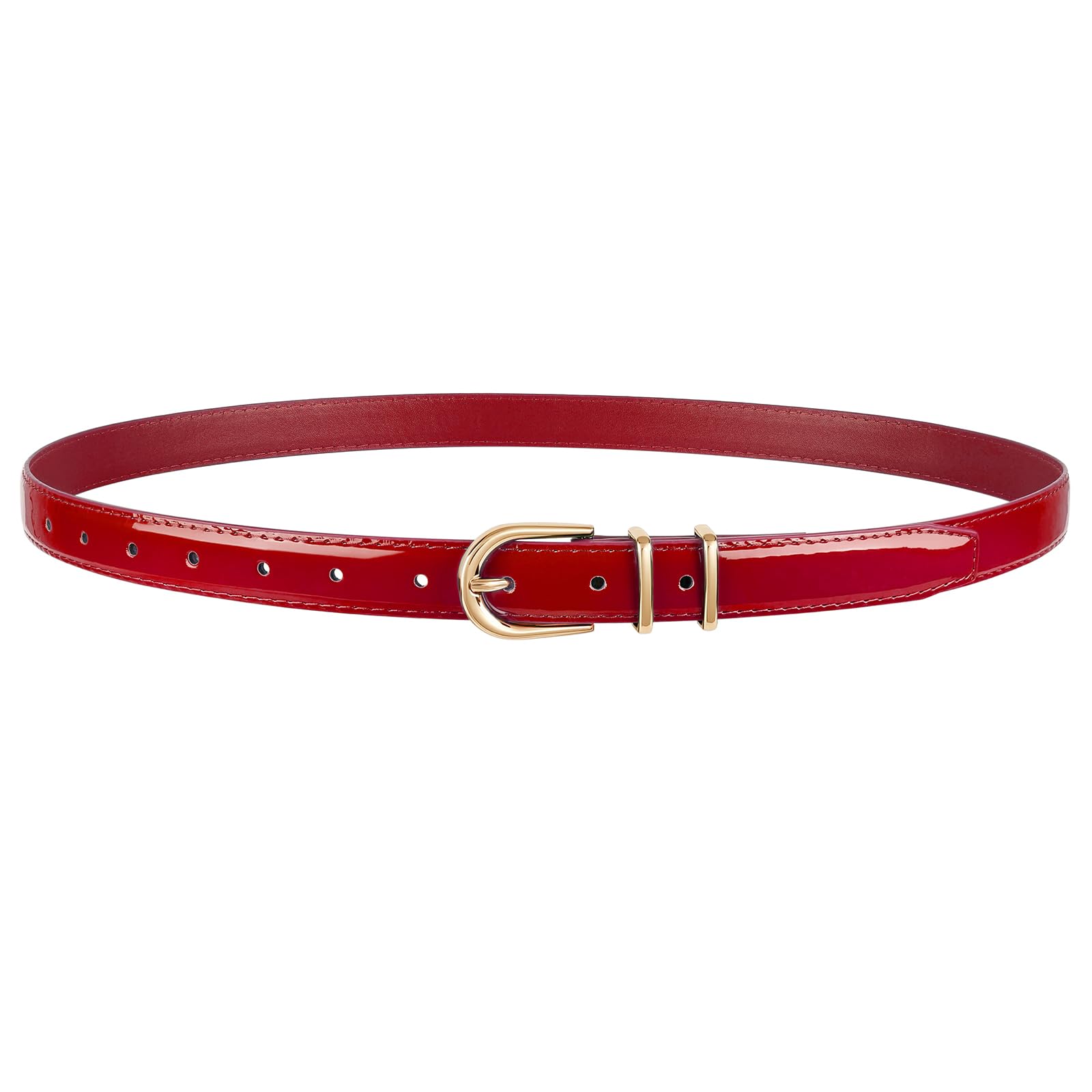 JASGOOD Women Skinny Leather Belt for Jeans Pants Fashion Ladies Thin Belt for Dress with Gold Single Prong Buckle - JASGOOD OFFICIAL