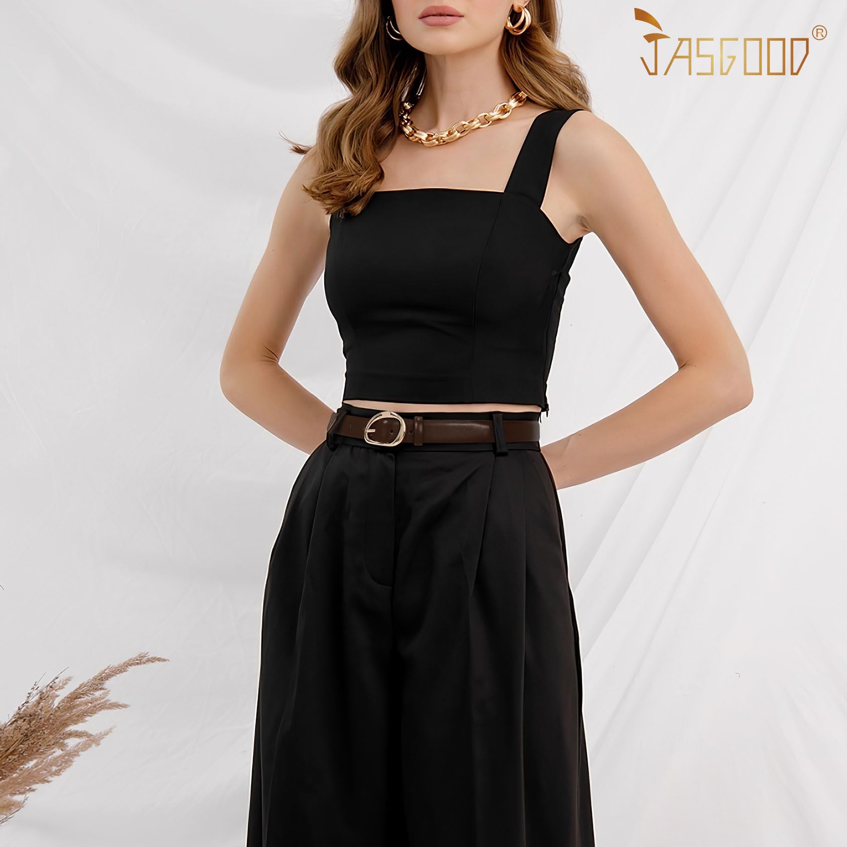 JASGOOD Leather Belts for Women Cute Casual Waist Belt with Gold Buckle Ladies for Jeans Pants Dresses - JASGOOD OFFICIAL
