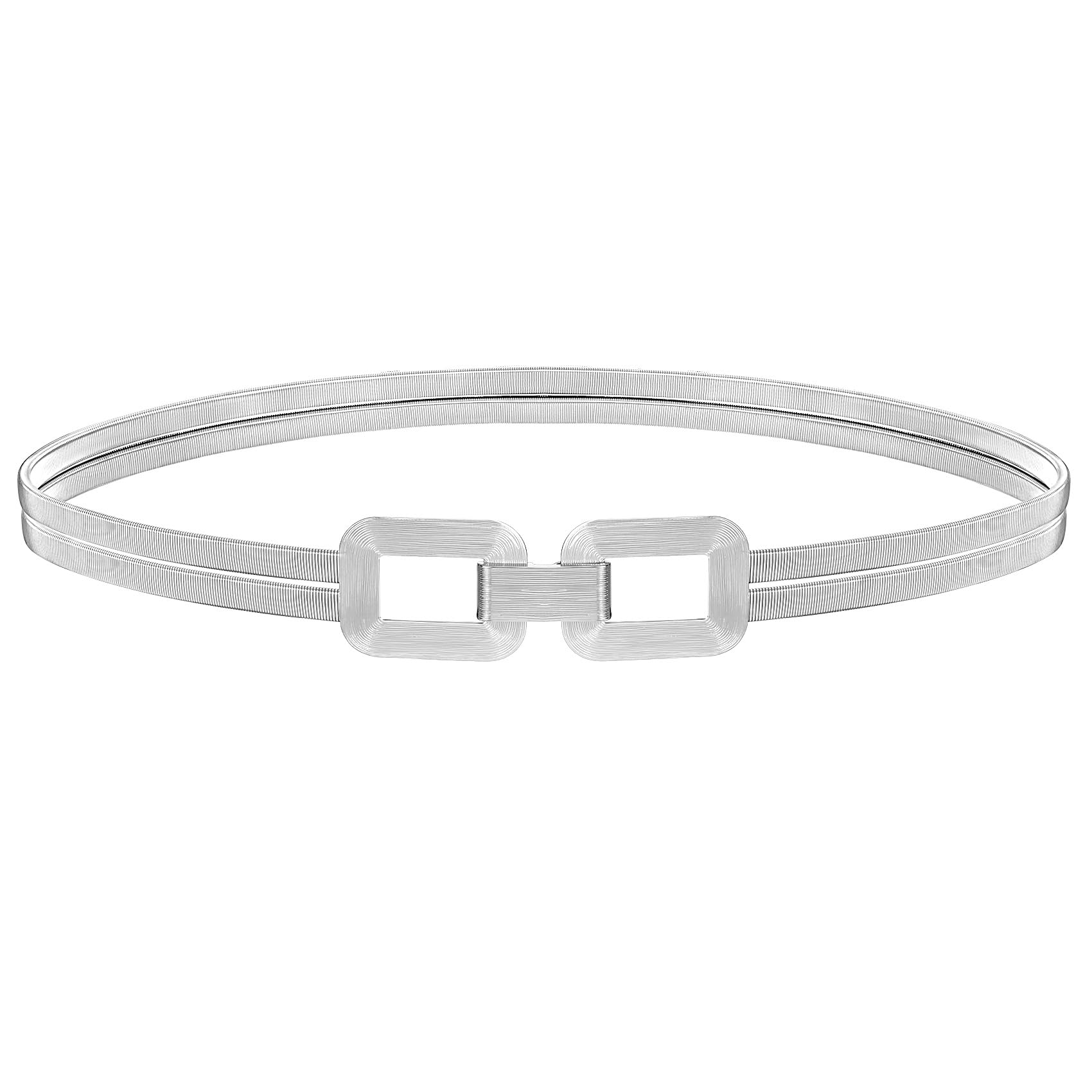 JASGOOD Skinny Metal Elastic Waist Belt for Women Stretch Thin Belt for Dresses