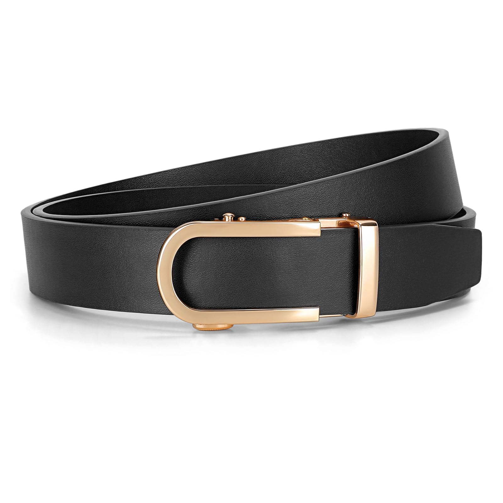 JASGOOD Women Leather Ratchet Belt for Jeans Pants Dresses Adjustable Belt with Automatic Sliding Buckle, Width 1.2" - JASGOOD OFFICIAL