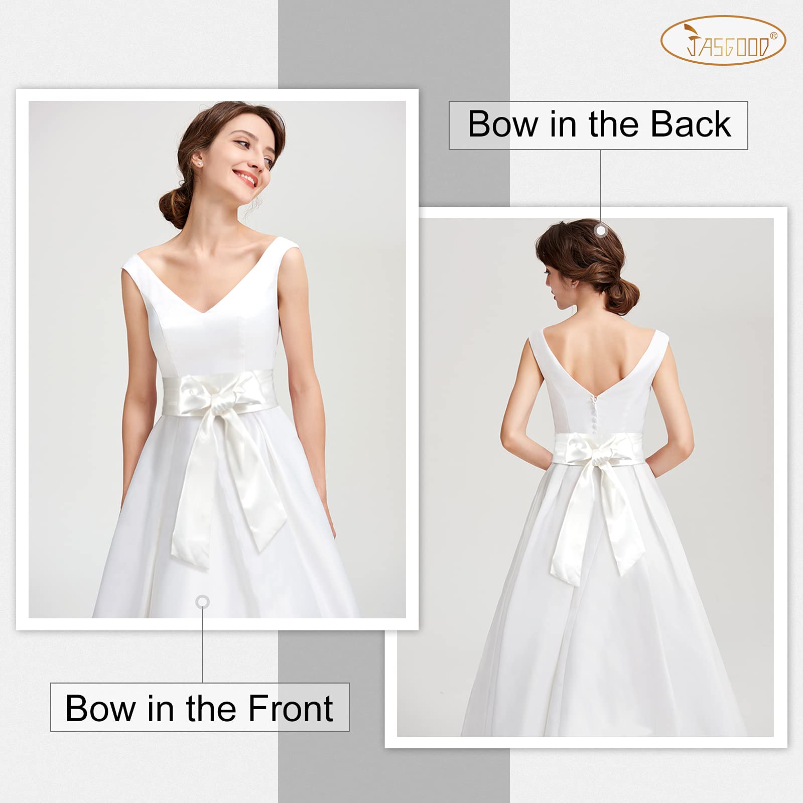 JASGOOD Women Sash Belt for Dress Long Satin Waist Belt for Wedding Party Special Occasion 3.7" Width