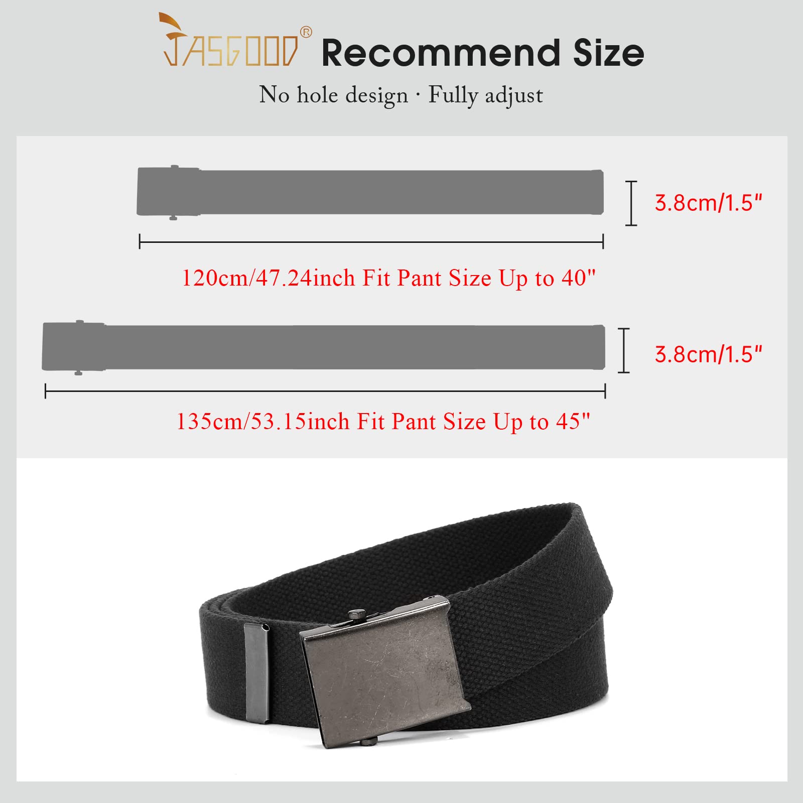 JASGOOD 3 Pack Unisex-Adult Military Web Belt Canvas Web Belt for Men Adjustable Cloth Fabric Belt with Metal Buckle