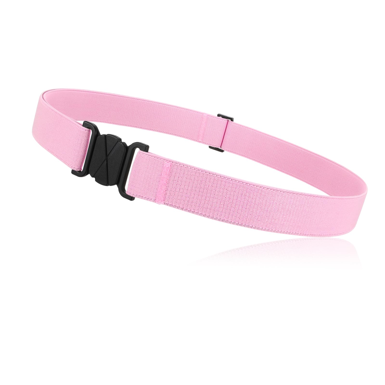 JASGOOD Women No Show Stretch Belt Flat Buckle Elastic Web Belt for Jeans Pants Dresses