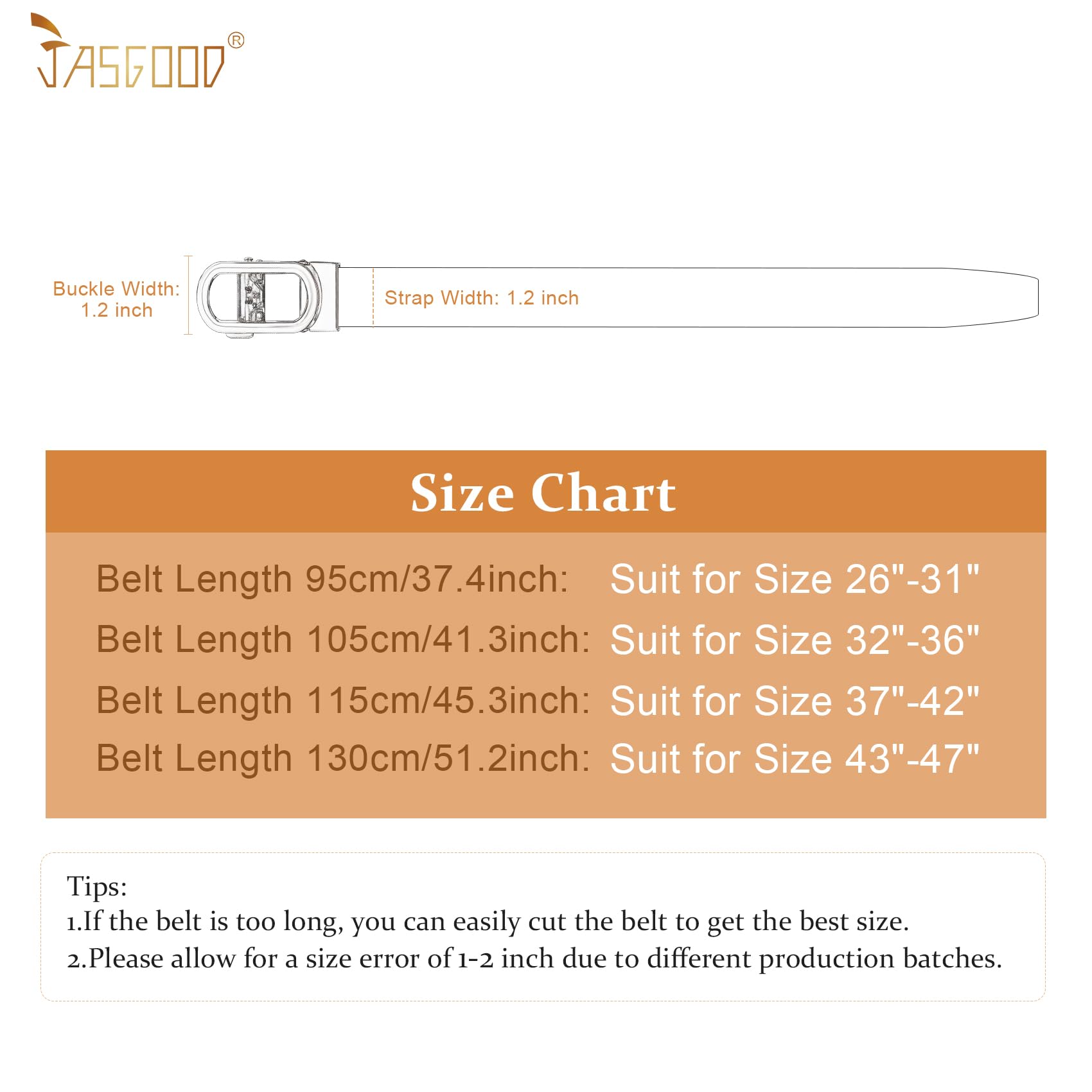 JASGOOD Women Leather Ratchet Belt for Jeans Pants Dresses Adjustable Belt with Automatic Sliding Buckle, Width 1.2" - JASGOOD OFFICIAL