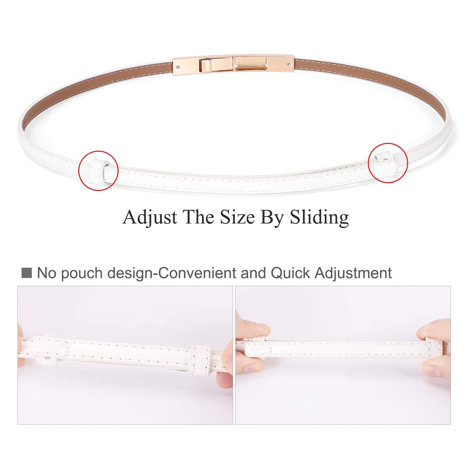 JASGOOD Women's Skinny Leather Belt Patent Ladies Thin Waist Belt for Dress with Metal Buckle