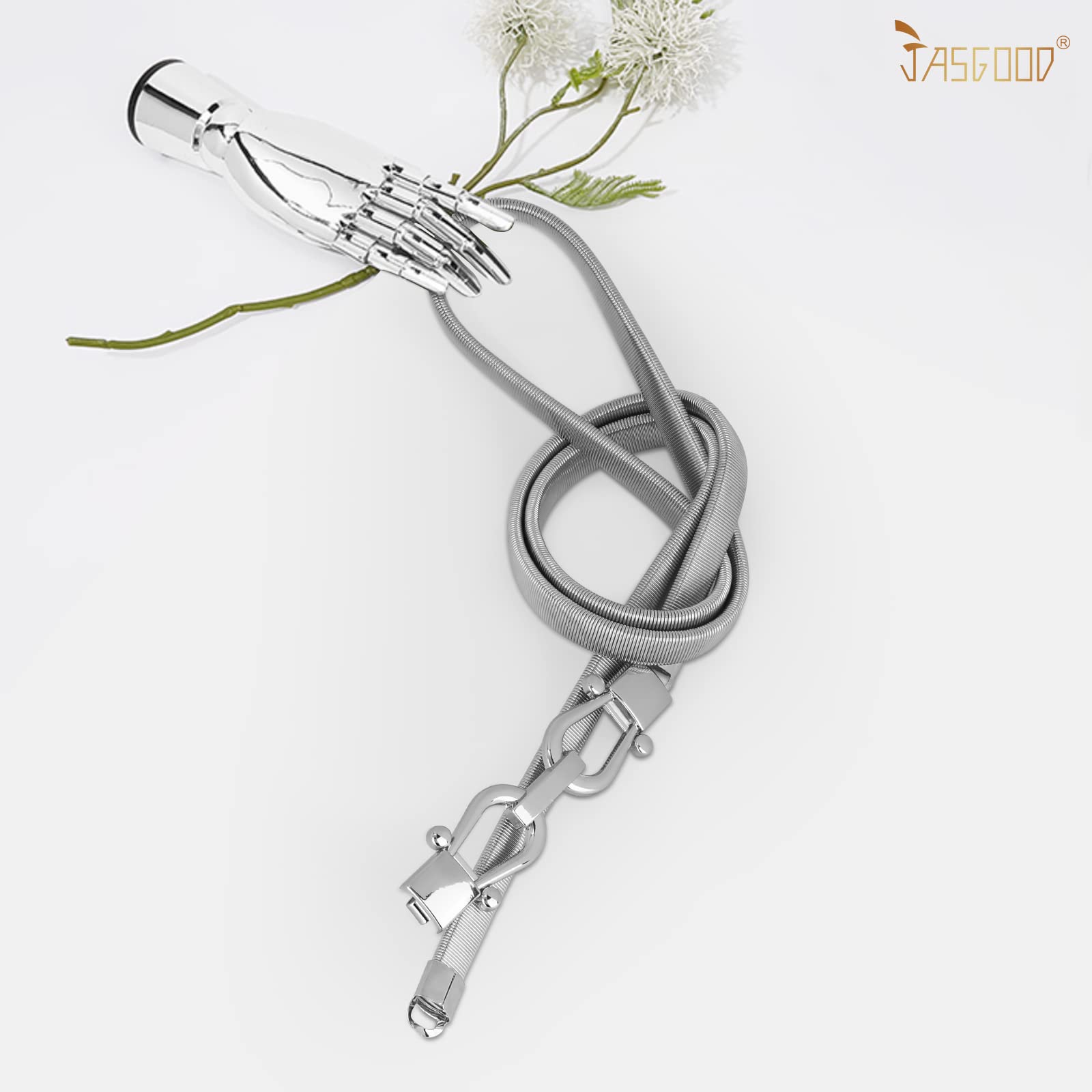 JASGOOD Skinny Metal Waist Belt for Dress Fashion Waistband Elastic Metal Chain Belt - JASGOOD OFFICIAL