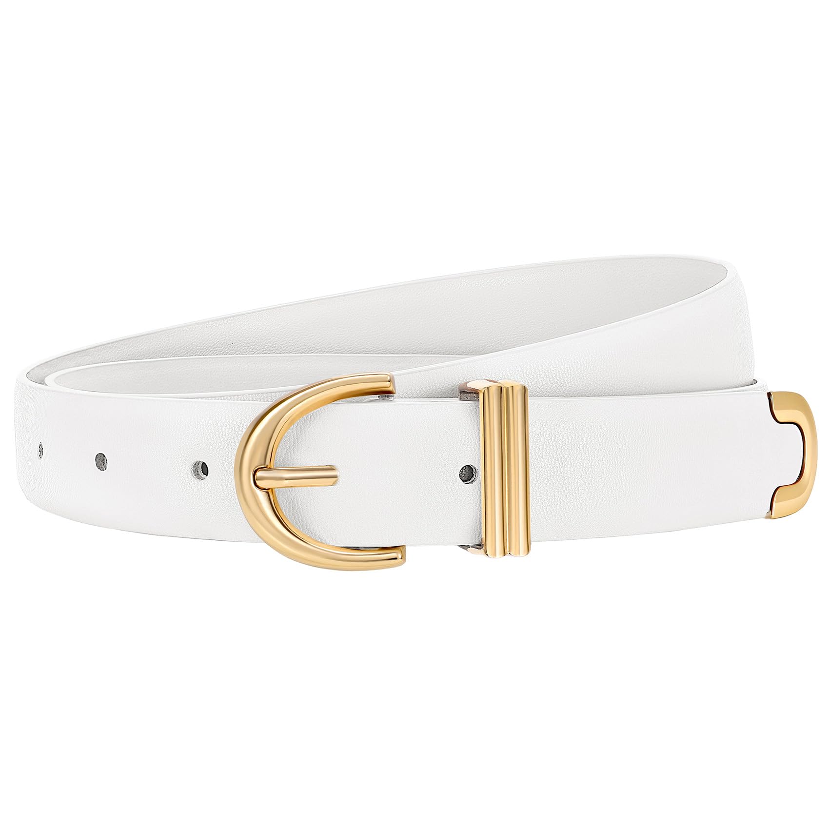 JASGOOD Women Leather Belt for Jeans Pants Fashion Gold Buckle Ladies Waist Belt