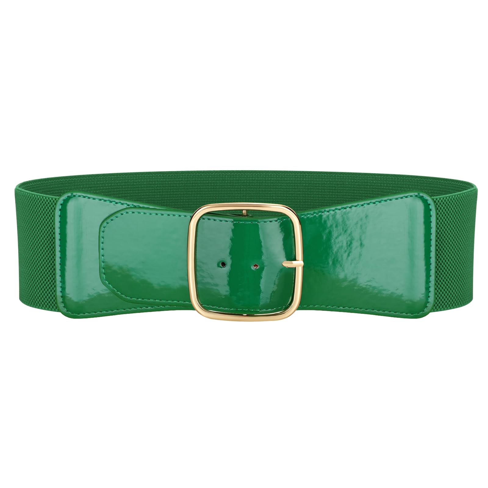 JASGOOD Women Elastic Wide Belt Ladies Stretchy Waist Belt with Square Buckle for Dress