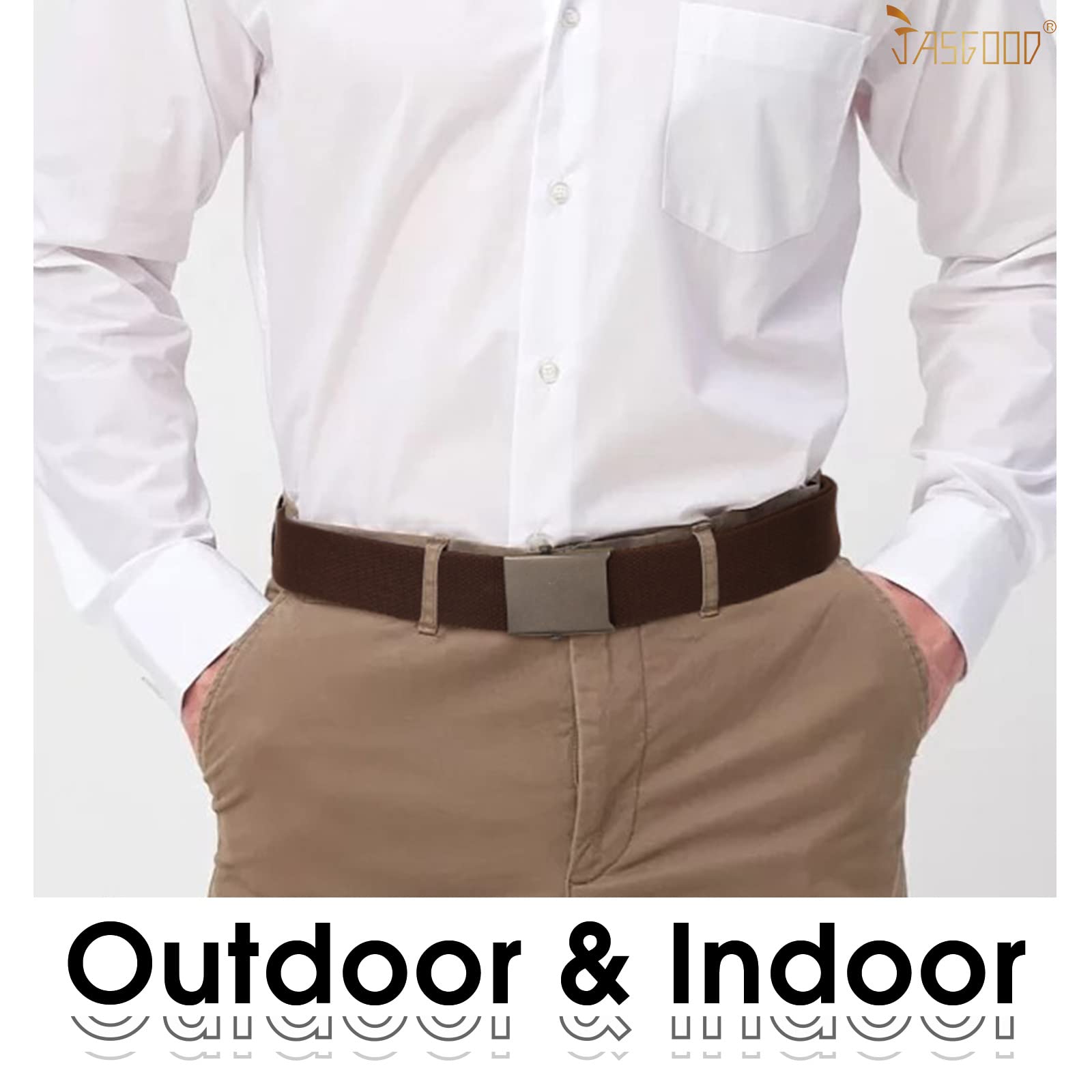 JASGOOD 3 Pack Unisex-Adult Military Web Belt Canvas Web Belt for Men Adjustable Cloth Fabric Belt with Metal Buckle