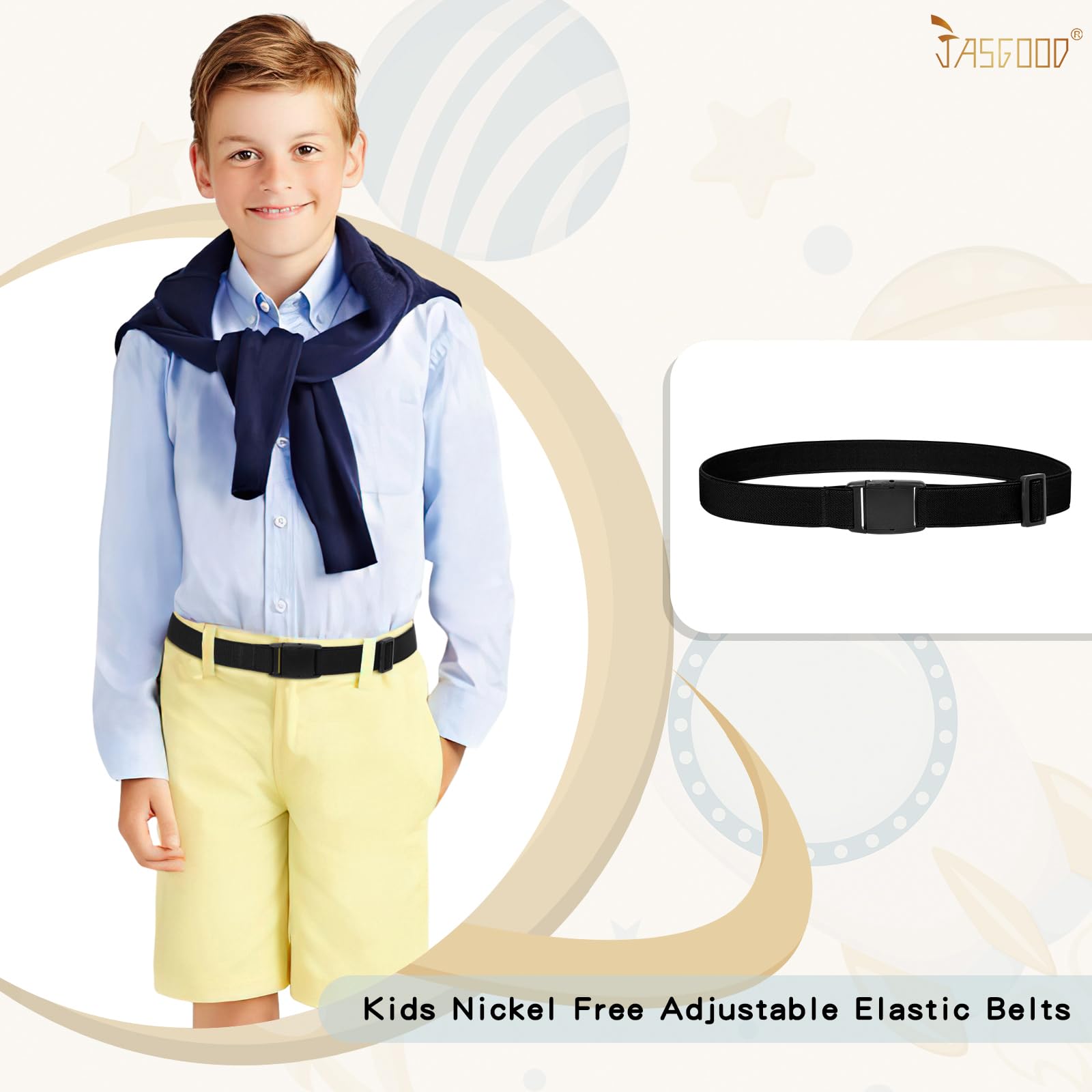 JASGOOD Kids Adjustable Elastic Belt for Boys Girls and Toddlers Nickel Free Stretch Belts for Pants Jeans