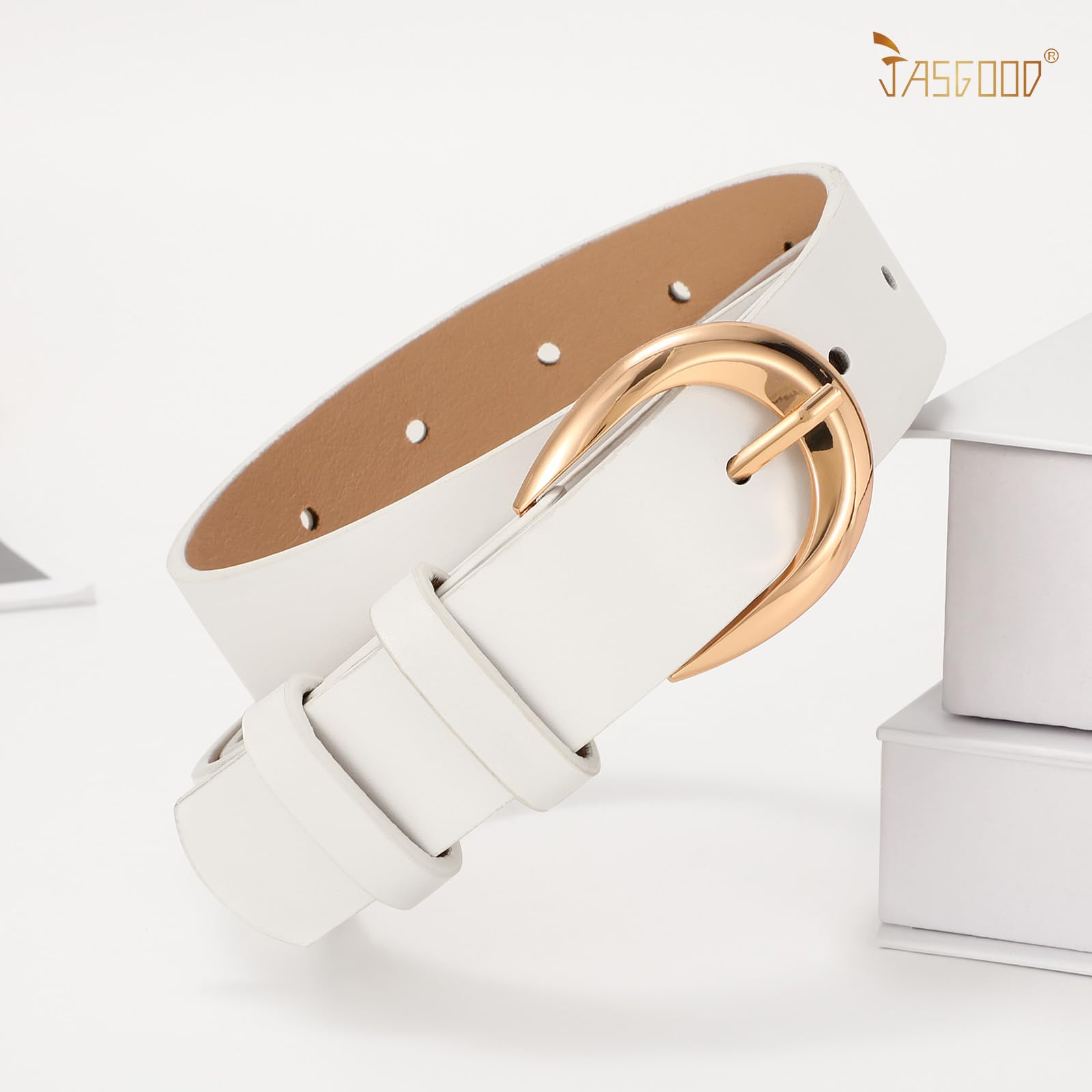 JASGOOD Women Leather Belt with Gold Buckle Fashion Women Belt Casual Leather Belt for Jeans Pants Dress