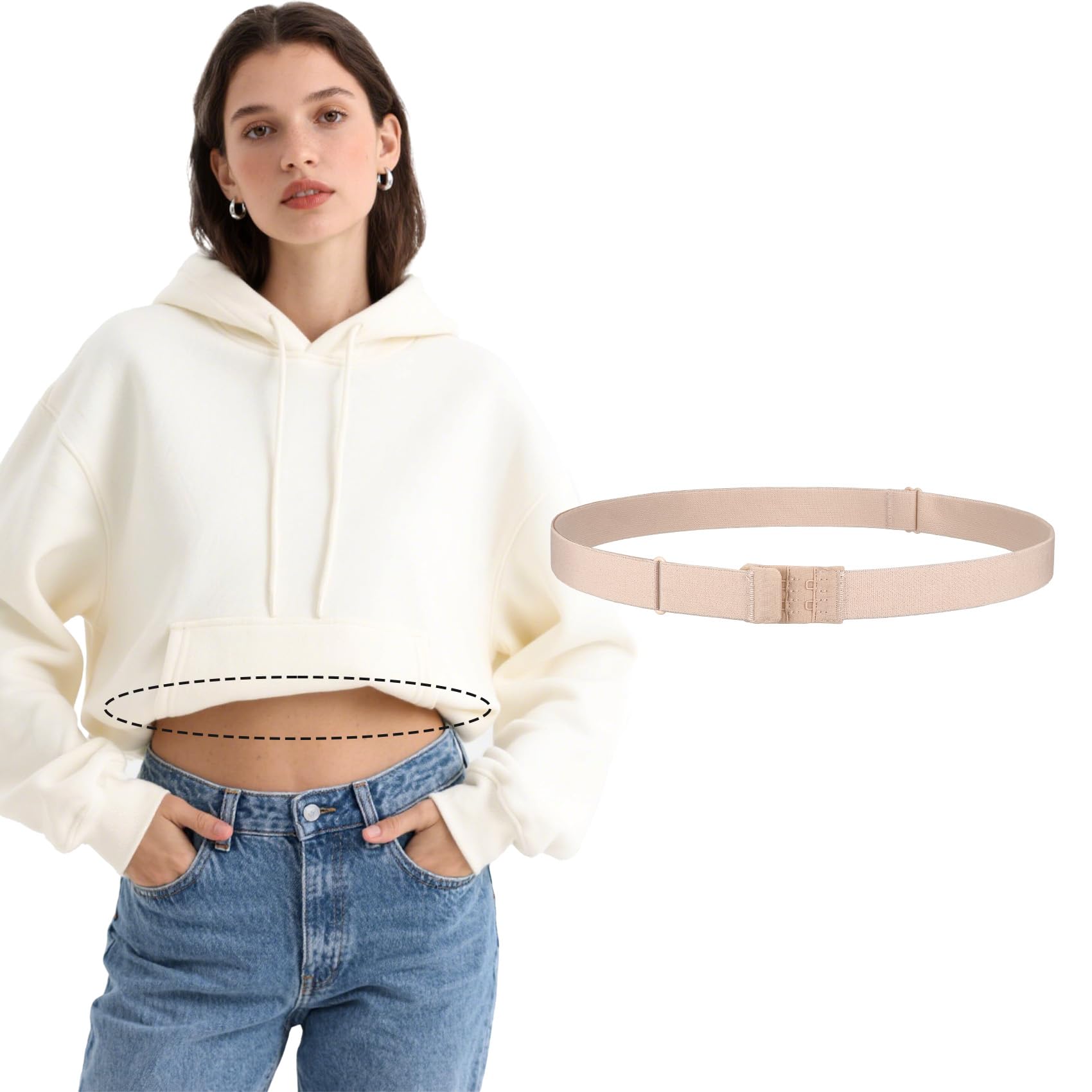 JASGOOD Crop Top Tuck Waist Band Adjustable Band Tucking Sweaters Shirts Stretch Belts for Women Change Style of Tops