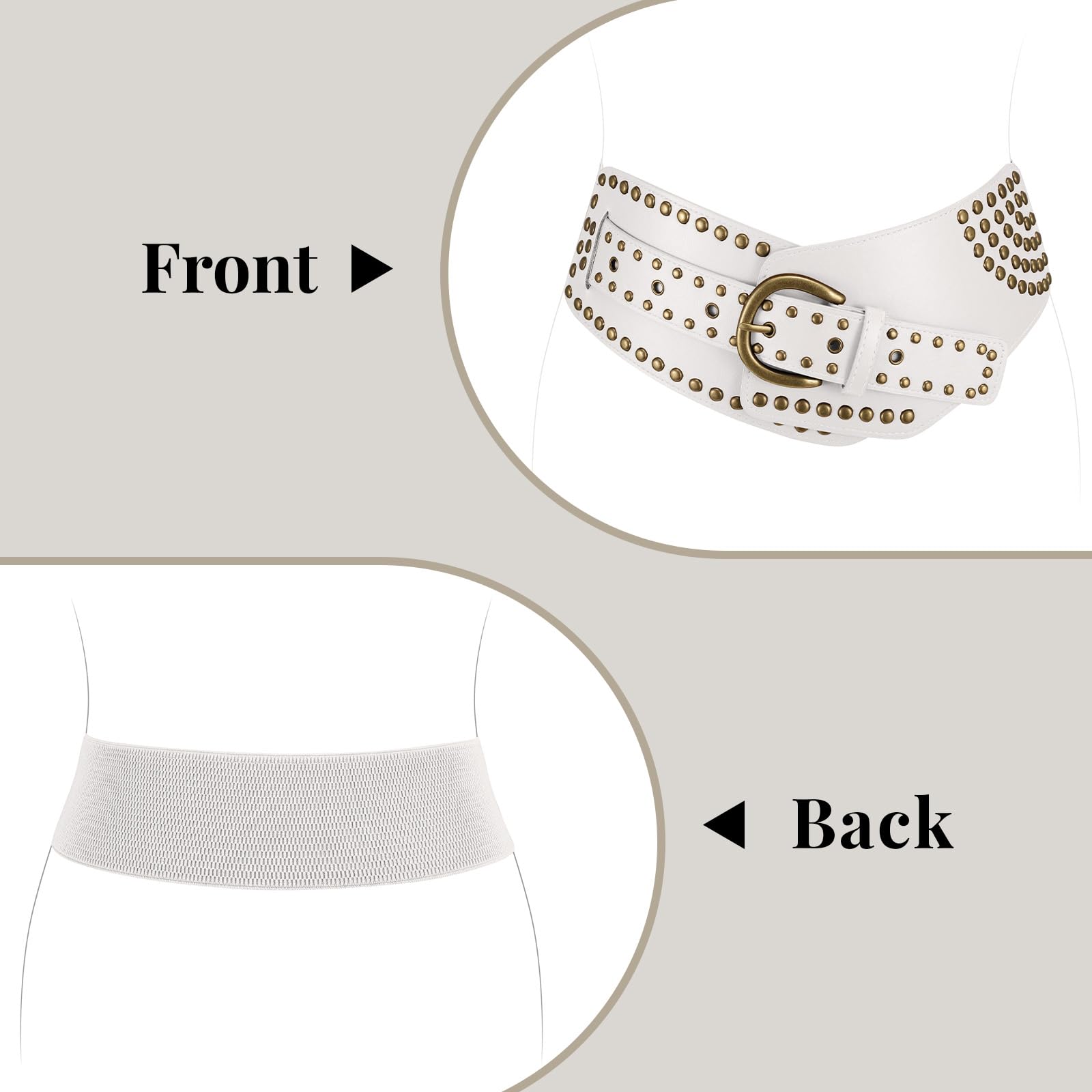 JASGOOD Women Vintage Wide Elastic Belt Studded Stretchy Waist Belt with Rivets Metal Buckle - JASGOOD OFFICIAL