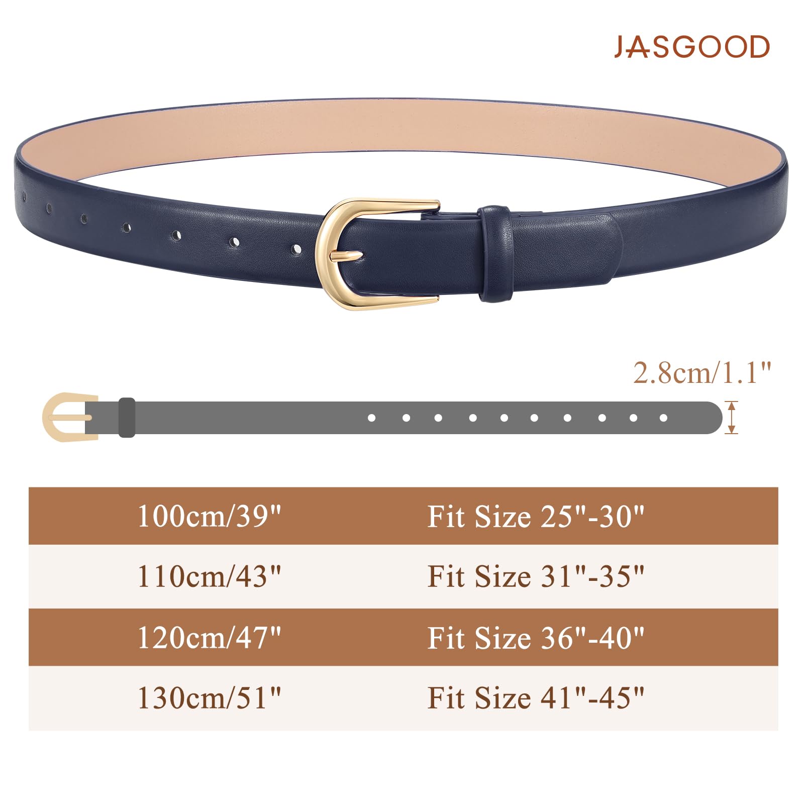 JASGOOD Leather Belt Women Belts for Jean Pants with Gold Buckle Fashion Ladies Waist Belt - JASGOOD OFFICIAL
