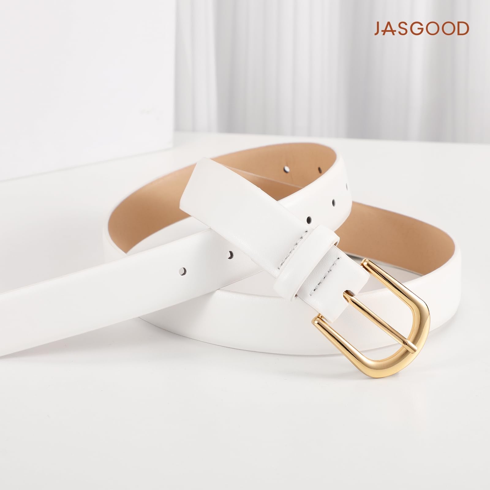 JASGOOD Leather Belt Women Belts for Jean Pants with Gold Buckle Fashion Ladies Waist Belt - JASGOOD OFFICIAL