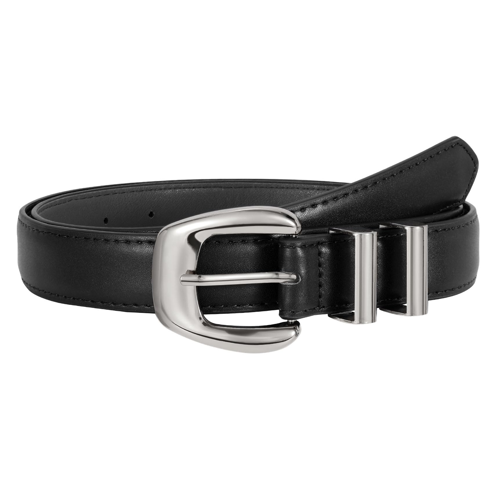 JASGOOD Women Leather Belt with Gold Buckle Plus Size Belt for Jeans Pants PU Leather Waist Belt for Ladies
