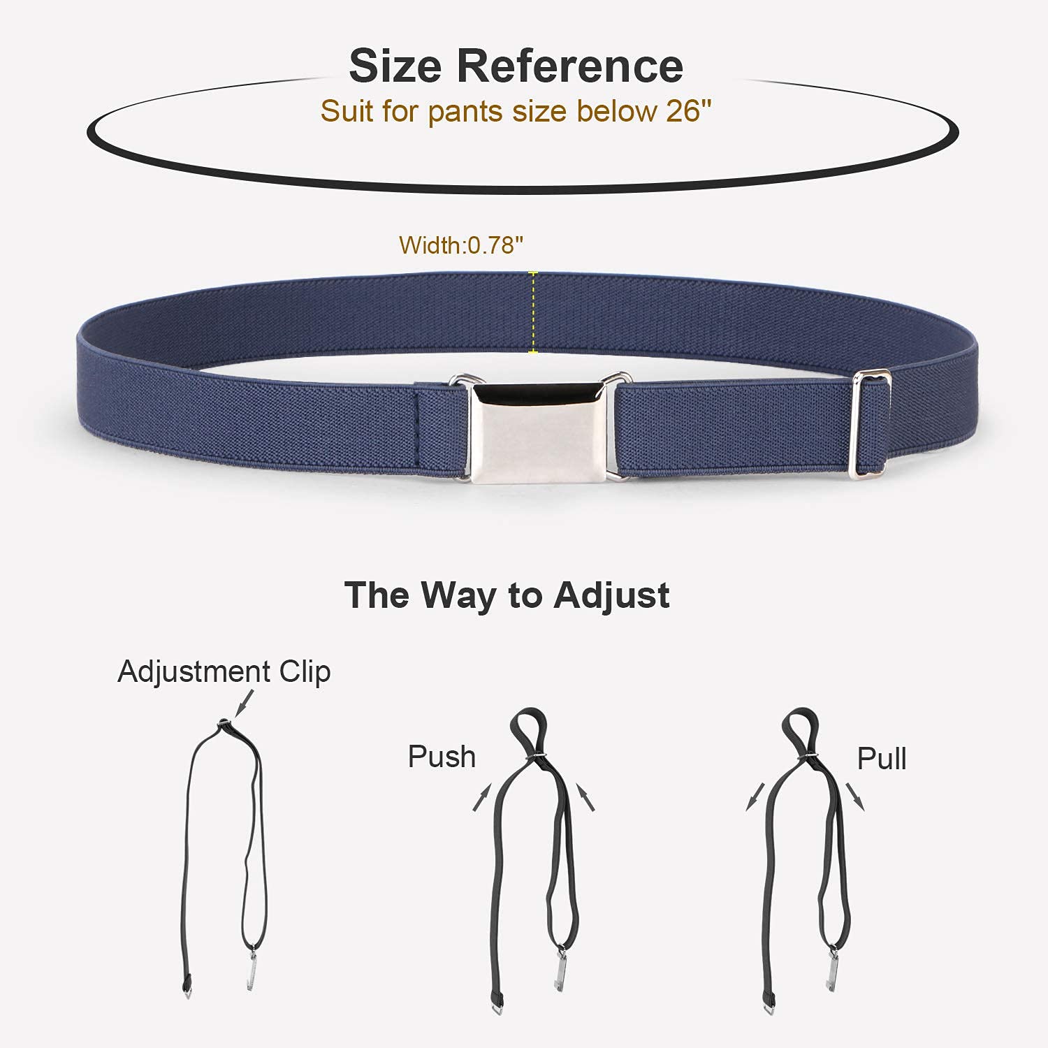 JASGOOD Kids Toddler Belt Elastic Stretch Adjustable Belt for Boys and Girls with Silver Square Buckle 2 Pack