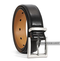 JASGOOD 1 Pack Black Casual Style Split Genuine Cowhide Leather Zinc Alloy Pin Buckle Leather Belt For Men Jeans