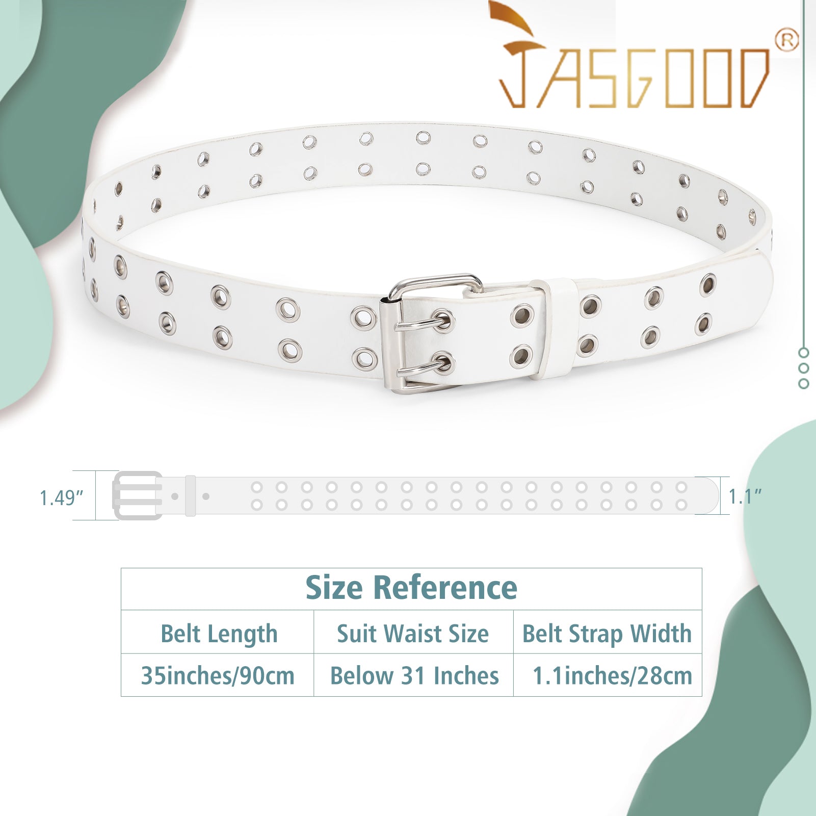 Kids Double Grommet Pu Leather Studded Holes Belt - JASGOOD OFFICIAL