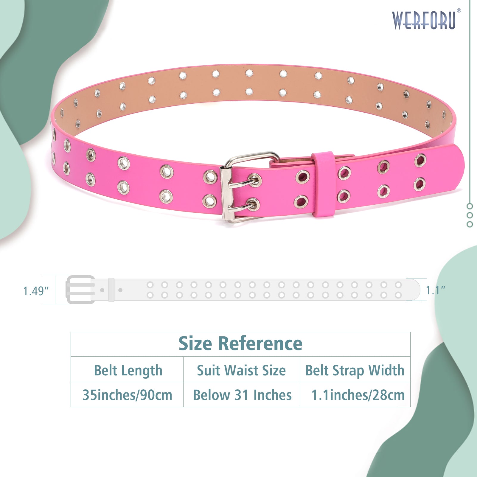 Kids Double Grommet Pu Leather Studded Holes Belt - JASGOOD OFFICIAL