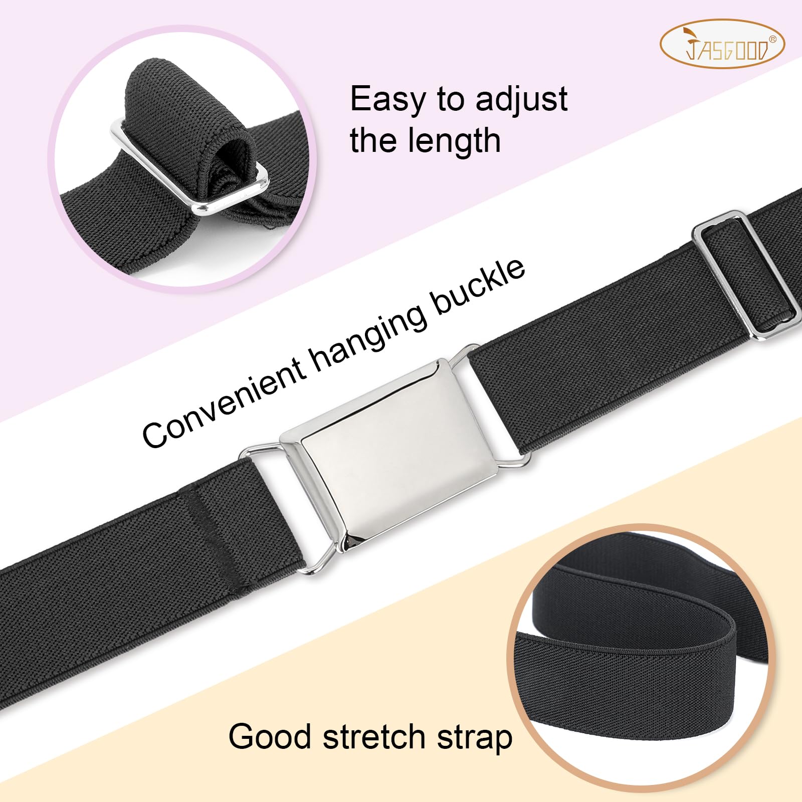 JASGOOD 4 Pack Women Stretch Belt Invisible Elastic Web Strap Belt for Pants Jeans Dresses