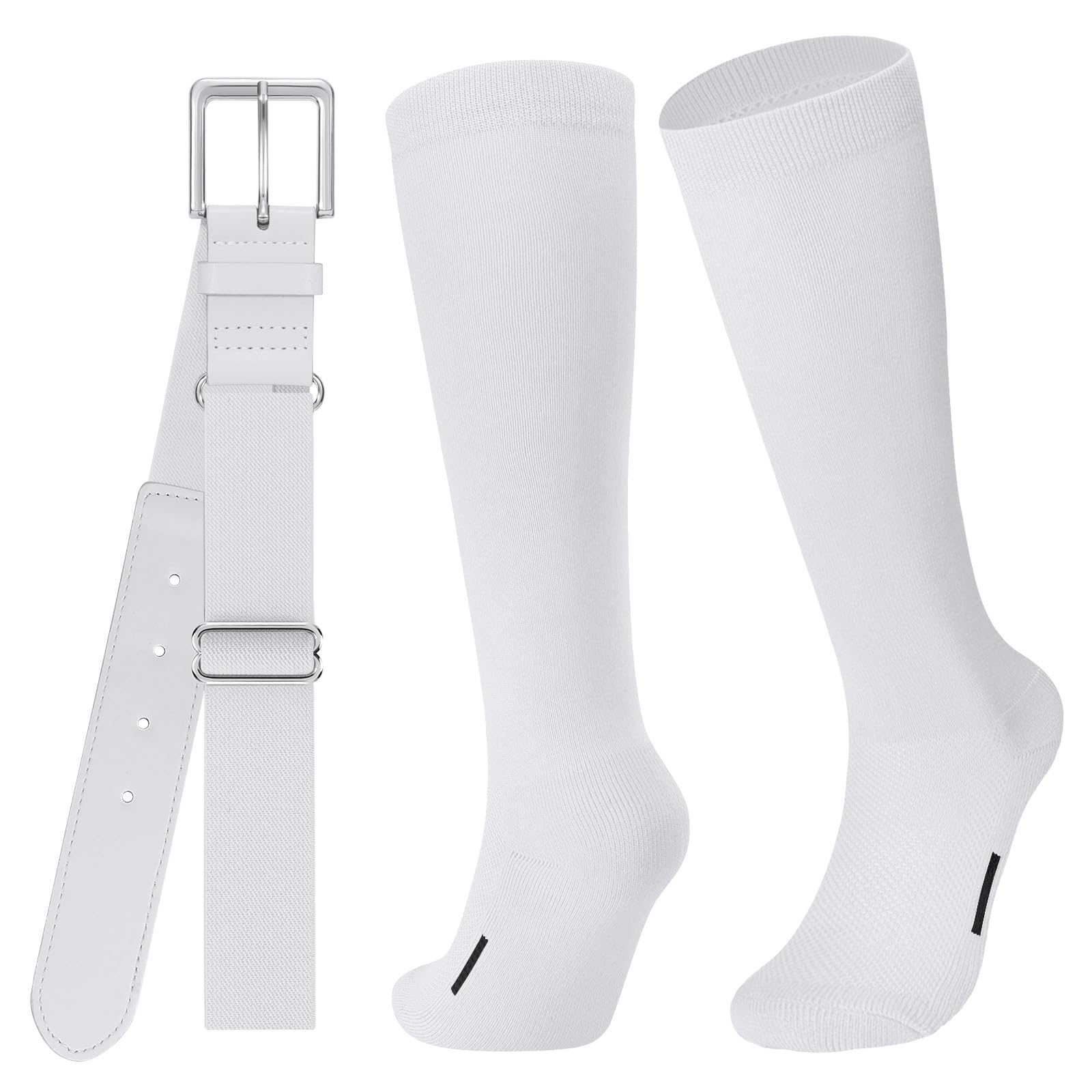 JASGOOD Baseball Softball Socks and Belt Combo Set Breathable Soccer Football Socks for Adult and Youth