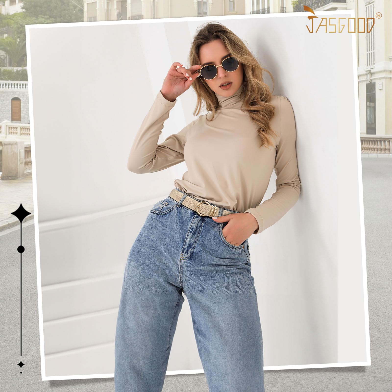 JASGOOD Women Men Braided Woven Elastic Stretch Waist Belt Golf Canvas Fabric Casual Belt for Jeans Pants - JASGOOD OFFICIAL