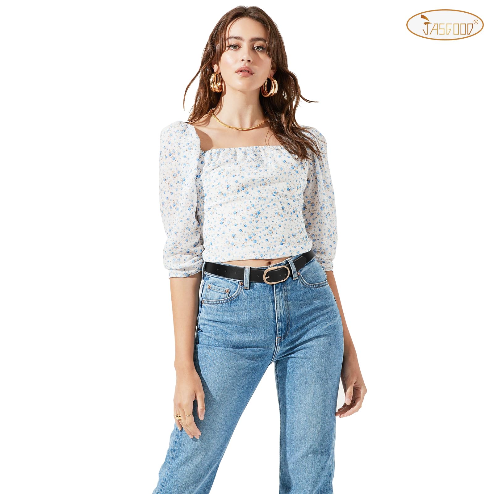 JASGOOD Women’s Leather Belts for Jeans Pants Fashion Ladies Belt with Gold Buckle - JASGOOD OFFICIAL