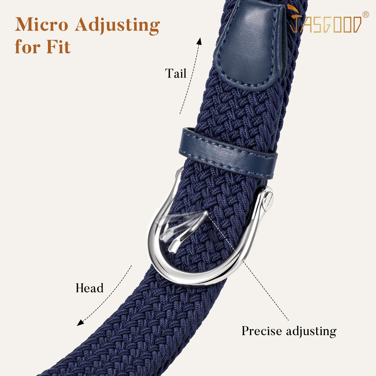JASGOOD Women Elastic Braided Woven Belt Stretch Canvas Casual Belt 1.4'' for Golf Jeans Pants