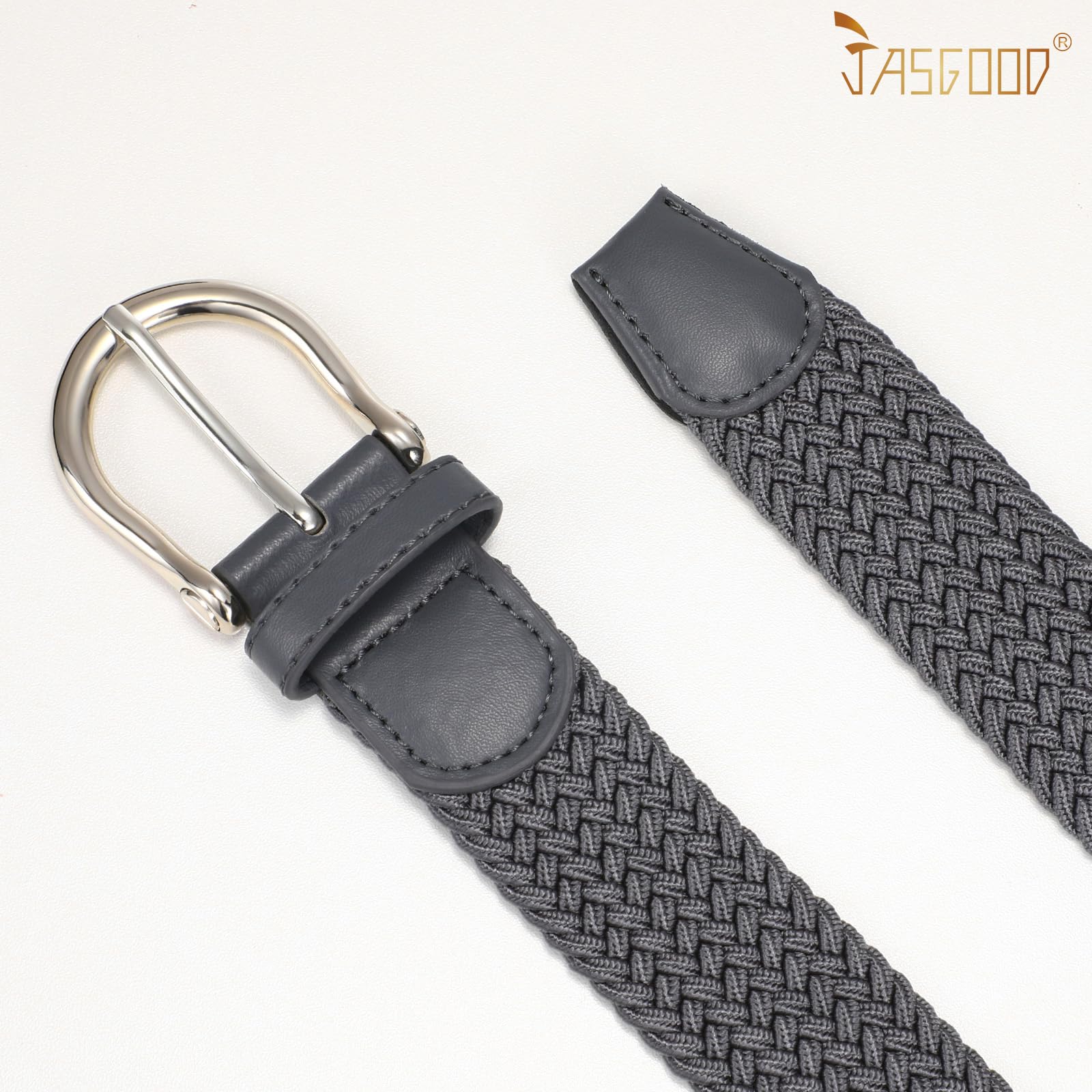 JASGOOD Women Elastic Braided Woven Belt Stretch Canvas Casual Belt 1.4'' for Golf Jeans Pants