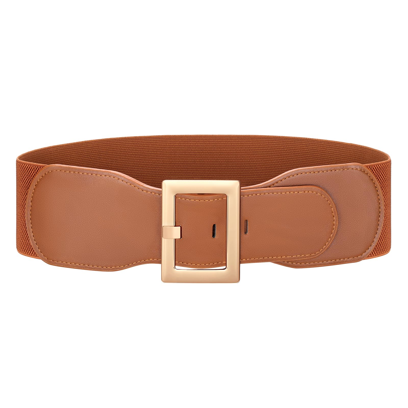 JASGOOD Women Wide Elastic Belt Stretchy Vintage Waist Belts for Dress Santa Belt with Square Buckle