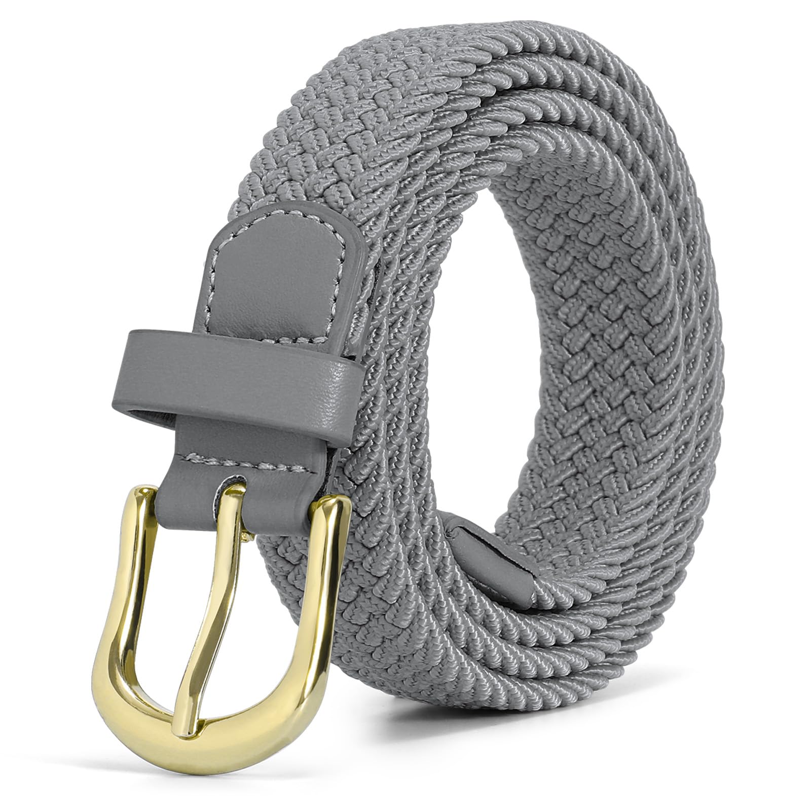 JASGOOD Women Braided Woven Elastic Belt, 1" Narrow Width Woven Fabric Stretch Belt for Jeans