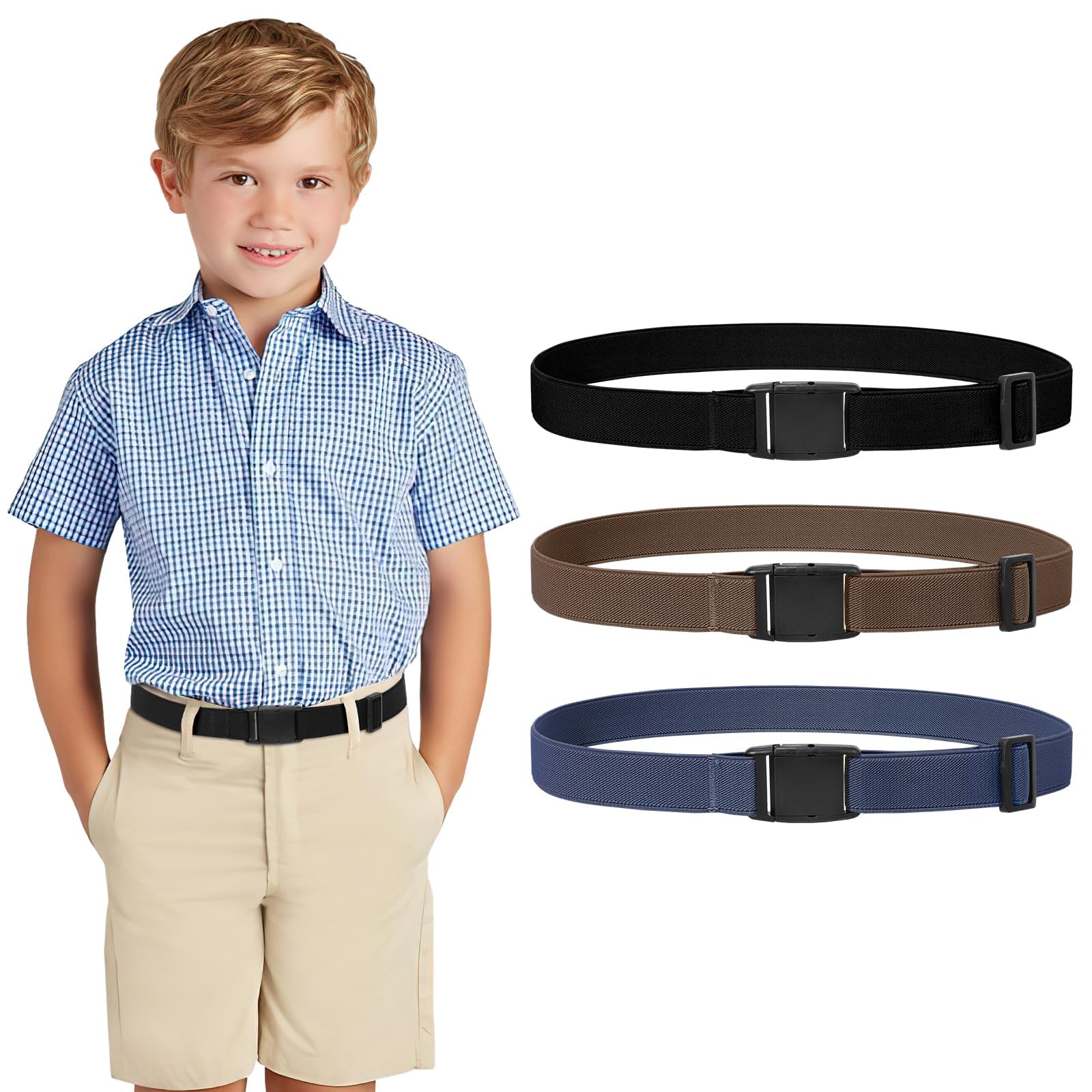 JASGOOD Kids Adjustable Elastic Belt for Boys Girls and Toddlers Nickel Free Stretch Belts for Pants Jeans
