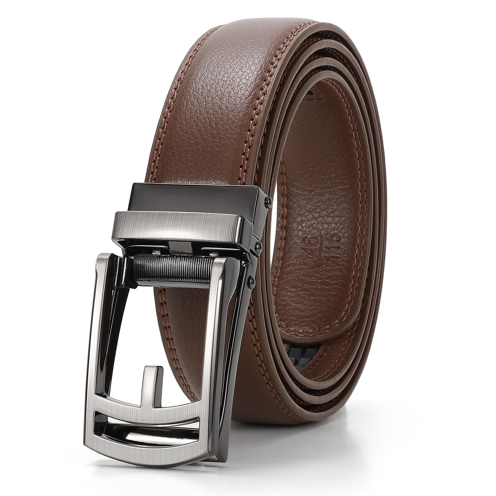 WERFORU Leather Ratchet Dress Belt for Men with Automatic Buckle