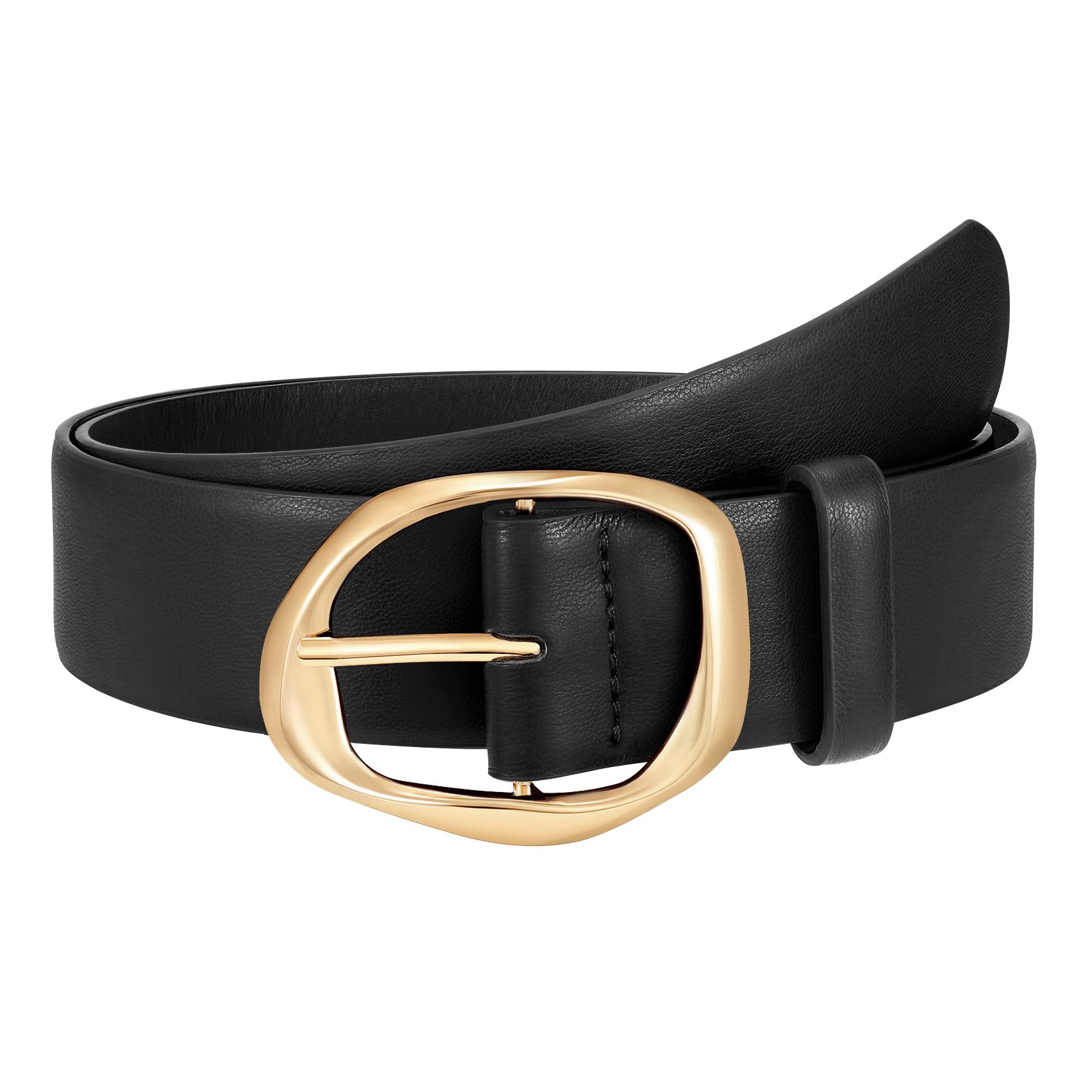 JASGOOD Women Leather Belt with Gold Buckle Ladies Fashion Waist Belt for Jeans Pants