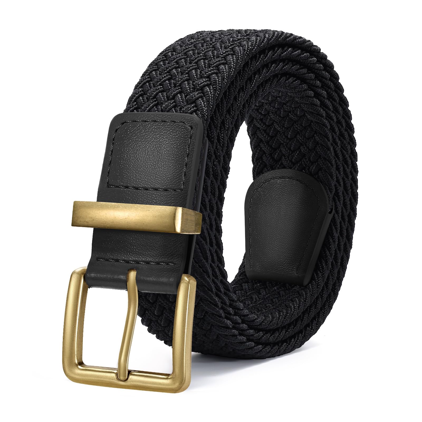 JASGOOD Braided Belt Women Stretch Woven Belts for Golf Elastic Casual 1 3/8" Jeans Shorts Pants