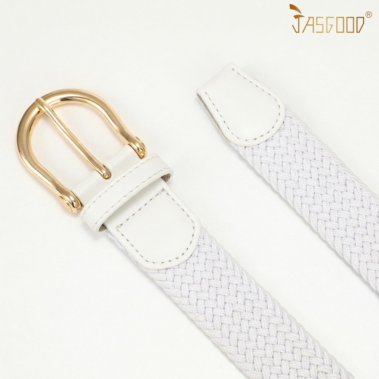 JASGOOD Women Elastic Braided Woven Belt Stretch Canvas Casual Belt 1.4'' for Golf Jeans Pants
