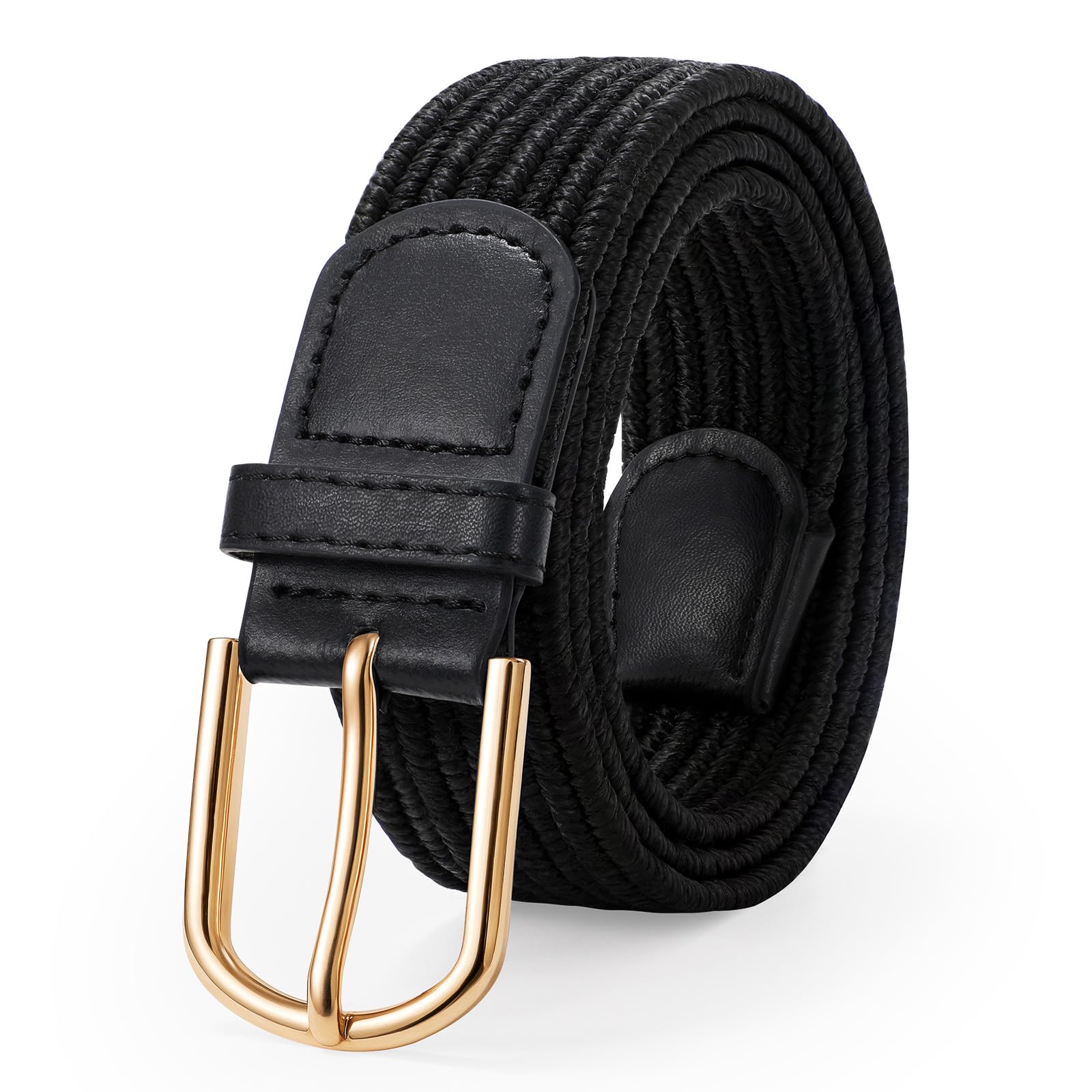 JASGOOD Elastic Braided Stretch Belt Women Golf Casual Fabric Woven Belt 1 3/8" Adjustable Work