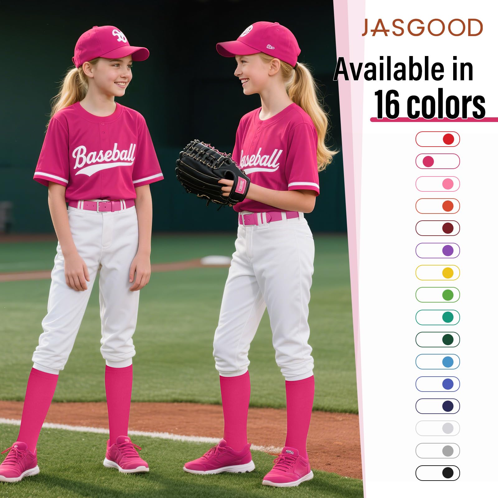 JASGOOD Baseball Softball Socks and Belt Combo Set Breathable Soccer Football Socks for Adult and Youth