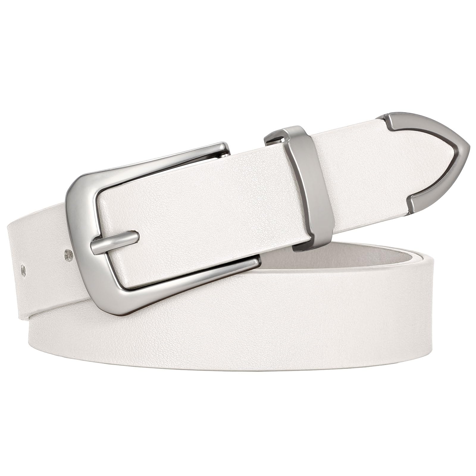 JASGOOD Women Leather Belt for Jeans Pants Ladies Waist Belt for Dress with Silver Buckle
